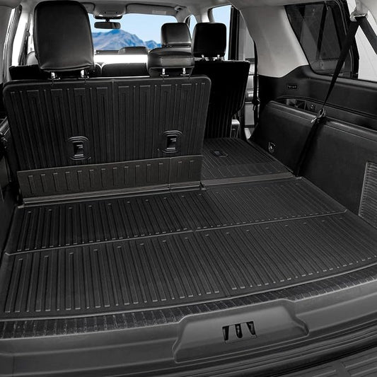 Cargo Mat Backrest Mats for 2018-2024 Ford Expedition Max 7/8 Seats, All Weather TPE Trunk Mat Cargo Liner Accessories (Cargo Mat+3rd Row Backrest Mats)