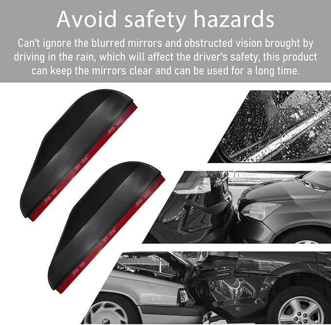 Wevdn 2 PCS Mirror Rain Visor Eyebrow, Waterproof PVC Auto Exterior Rear View Mirror Rain Visor Guard, Rainproof Side Mirror Rain Visor Eyebrow Cover for SUV Truck, Car Accessories (Black)