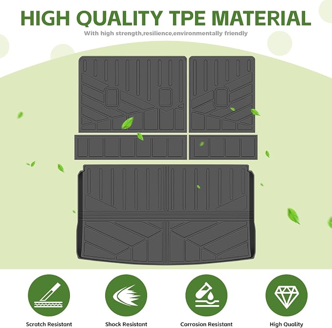 Cargo Liners for 2018-2024 Ford Expedition Max/Lincoln Navigator L Trunk Mat with Seat Back Cover Accessories, All Weather Rear Cargo Mat Backrest Protector(Only for Max & L Models)