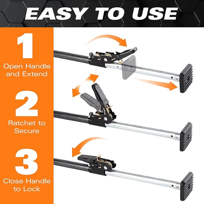 Keeper - Extended Ratcheting Cargo Bar - Adjustable 44 to 74 Inches, Secure Storage for SUVs, Full Sized Trucks, and Trunks