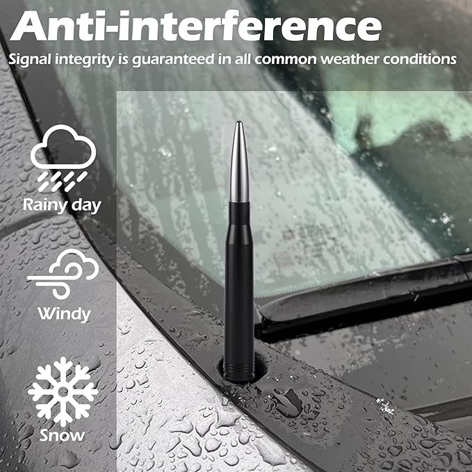BJSIA Upgrade Universal Car Antenna Compatible with Ford, Dodge, Chevrolet, GMC, Jeep, Toyota Truck Antenna - Made of Rugged Billet and Aluminum, Gray, Car Accessories