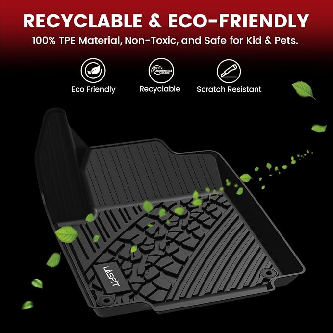 LASFIT Floor Mats for Jeep Renegade 2015-2023 All Weather TPE Custom Fit Car Mats Floor Liners 1st & 2nd Row, Black