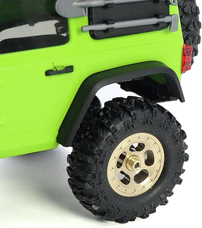 4pcs SCX30 Brass Offset 0.7'' Wheels Set with Rubber Tires Sponge Insert for AXIAL SCX30 Ford Bronco JEEP WRANGLER JLU RC Crawler Upgrade Part ﻿ (Golden 5-hole set)