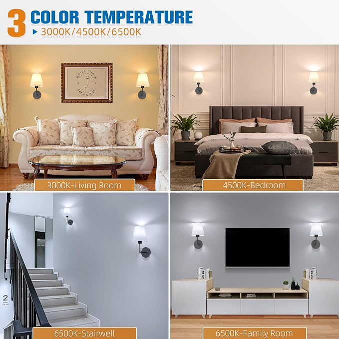 NIORSUN 13.8 inch Battery Operated Wall Sconce Set of 2,Black Rechargeable Wall Lights with 10400mAh Dimmable Detachable Bulbs and Remote,9 Colors Wireless Sconces for Bedroom Living Room Hallway