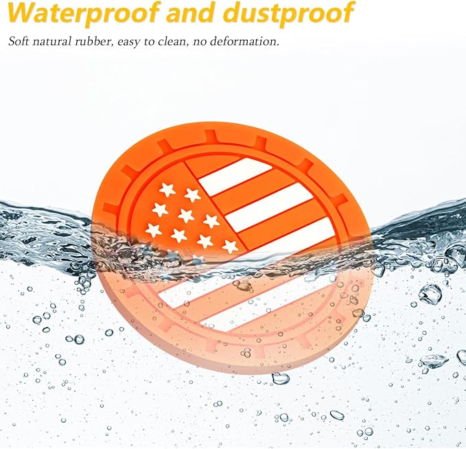 Osilly Car Cup Holder Coasters, 4 Pack American Flag Insert Car Cup Coaster, 2.75 Inch PVC Anti Slip Shockproof Embedded Drink Mat, Car Interior Decoration Accessories for SUV, Truck(Orange)