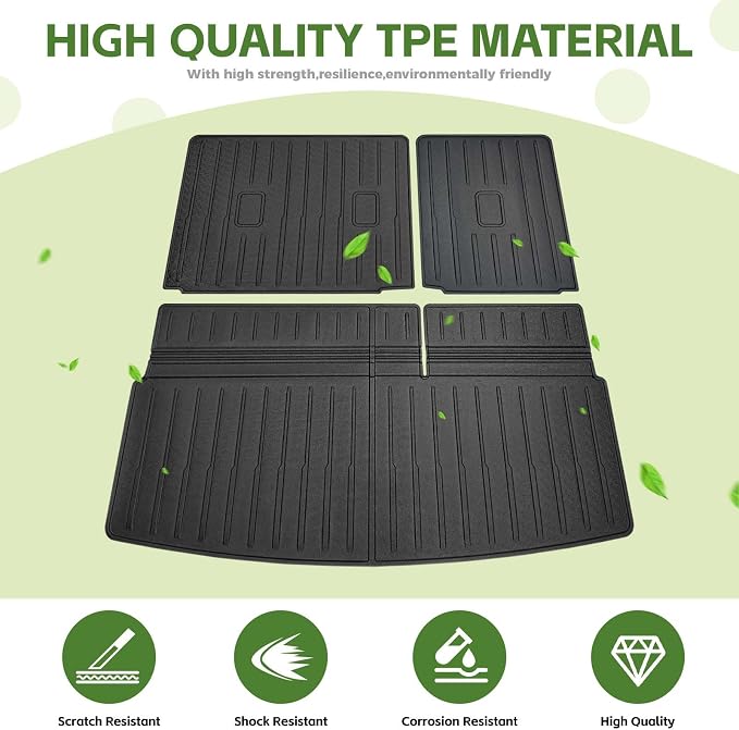 Cargo Liners for 2018-2024 Ford Expedition/Lincoln Navigator Trunk Mat with 3rd Row Seat Back Cover Accessories, All Weather Rear Cargo Mat Backrest Protector (Not for Max & L Models)