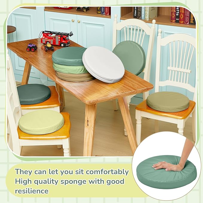 Juexica 8 Pcs Extra Thick Flexible Seating Floor Cushion Assorted Colored Floor Pillow Classroom Seat Cushion Soft Classroom Seating for Kid Learning(Matcha Color,13.8 x 13.8 x 2 Inch,Round)