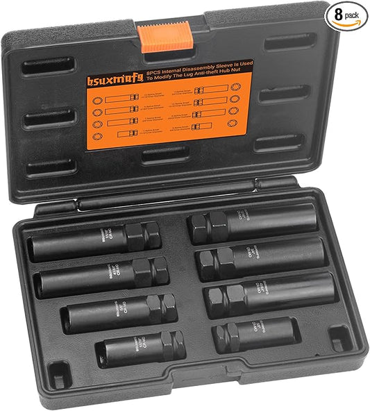 8PCS Wheel Lock Removal Kit Tool, SAE Metric Lug Nut Master Key Set, Wheel Lock Key for Easily Removing Locking Lug Nuts on Aftermarket and Wheels Tire