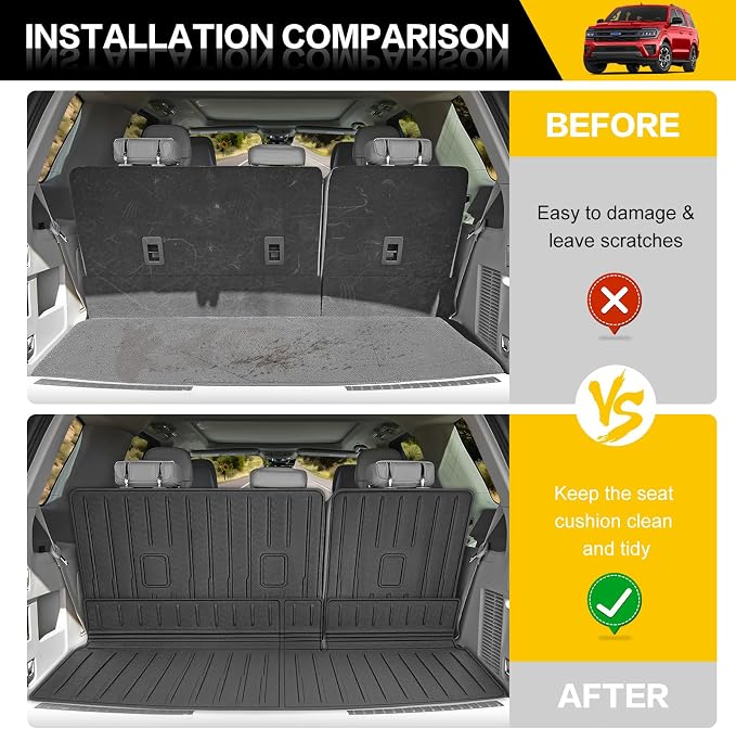 Trunk Mat & Backrest Mat for 2018-2024 Ford Expedition/Lincoln Navigator Cargo Mat(Not for Max or L Models), Rear Seat Back Cover Cargo Liner Only for 18-24 Expedition/Navigator Accessories