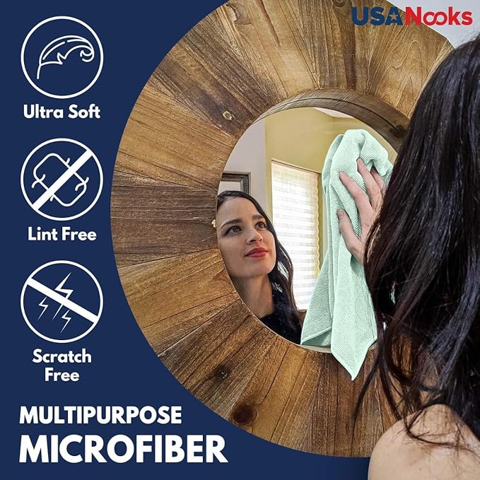 USANOOKS Microfiber Cleaning Cloth - Sea Green - 24Pcs (12.5x12.5 inch) High Performance - 1200 Washes, Ultra Absorbent Car Towel Traps Grime & Liquid for Streak-Free Mirror Shine - car Washing Cloth