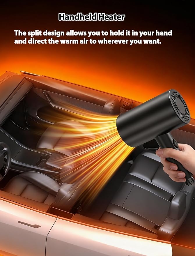 Car Heater,12V 150W Portable Heating & Cooling Fast Heating Defrost Defogger for Car Windshield, Plugs into Cigarette Lighter,Car Defroster Windshield WIth Rotation Scution Cup Holder