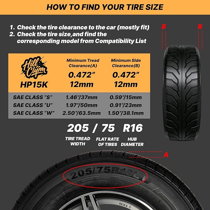 Auto Fixing Snow Chains for Car Tires, Tire Chains for Passenger Cars, Sedan, SUVs, Quick Fit & Easy Installation Snow Tire Chains, Portable Reusable Emergency Tire Traction Chain, Set of 2 (HPK-1547)