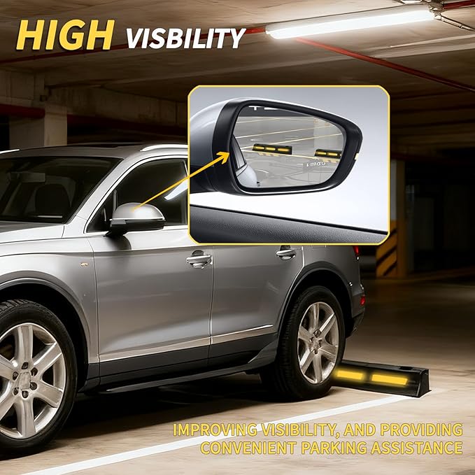 2 Pcs 3" H Parking Stopper for Garage Parking Aid Heavy Duty Rubber Wheel Stops Durable High-Visibility Tire Blocks Parking Aid Gadgets Tire Stops for Cars Trucks RVs with Bolt Installation