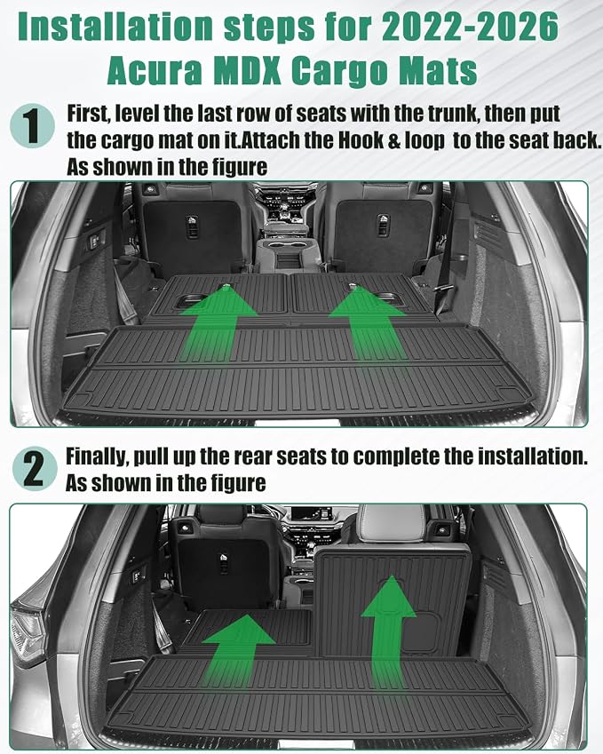 Original 2022-2026 MDX Cargo Liners & Backrest Mat for Acura MDX - Custom Fit Upper and Lower Position Trunk Mat & 3rd Row Seat Backrest Mat - All Weather Odorless TPE Car Mats for Acura MDX 2022-2026