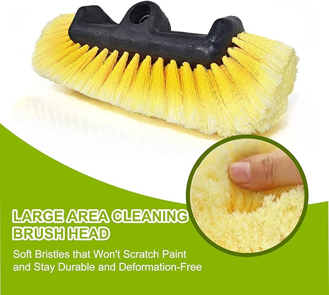 12FT Car Wash Brush with Long Handle, Telescopic Car Wash Brush with Soap Dispenser, 12-Inch Soft Bristle Car Cleaning Brush for Cleaning Car, RV, Truck, Boat, Solar Panels