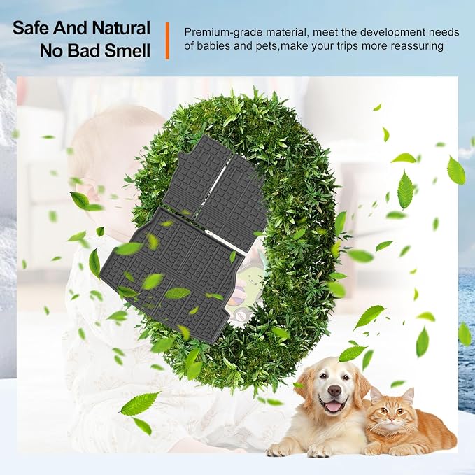 powoq Cargo Mat Compatible with 2019-2025 Toyota RAV4 Backrest Mat Cargo Liner Trunk Mat Back Seat Protector Replacement for 2019-2024 2025 Toyota RAV4 Accessories (Trunk Mat+Backrest Mats)