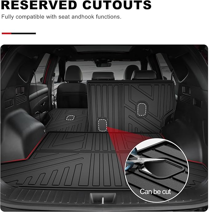Cargo Mat for 2022-2026 Hyundai Tucson - All Weather Cargo Liner with Backrest Mats TPE Trunk Mat Seatback Protector for 2026 2025 2024 2023 2022 Tucson Accessories Cargo Tray Black