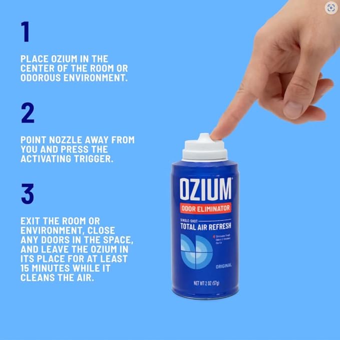Ozium Air Sanitizer, 2 oz Car Fogger: Single-Shot Smoke Odor Eliminator & Car Air Freshener (Original+That New Car Smell, 2 Pack Variety)