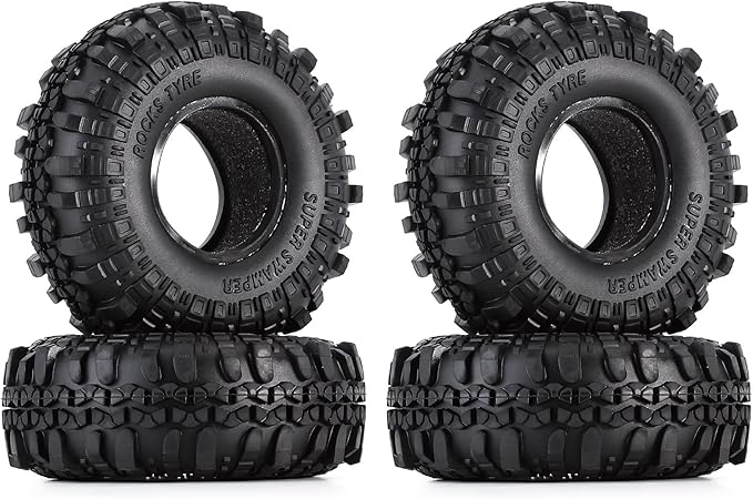 INJORA RC Tires 1.9inch 4Pcs RC Rubber Tyre Set Wheel Tires for 1:10 RC Crawler Axial SCX10 90046 SCX10 III AXI03007 Tamiya CC01 D90 D110