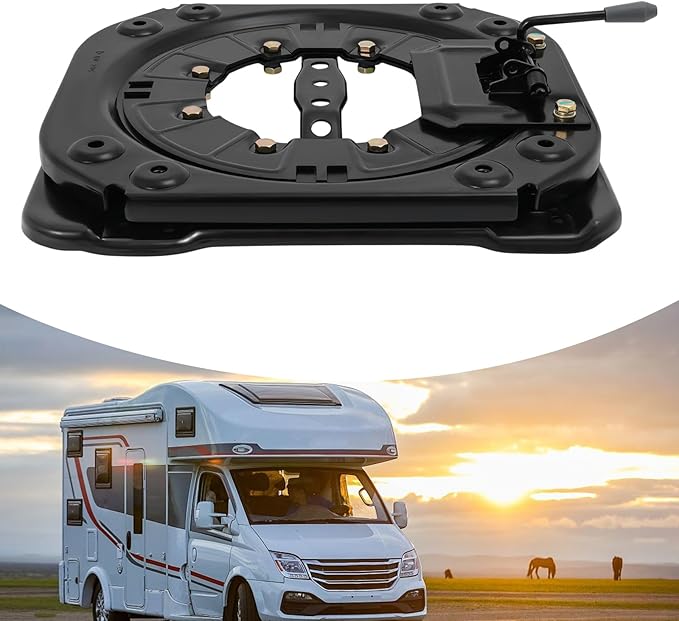 Steel Plate Swivel Seat Base, 360° Rotatable Sitz-Drehsockel W/Push Handle, 3.0mm Cold-Rolled Steel Plate & 4-Point Locking Design,Base Load 130kg For Vans Rvs Commercial Vehicles.