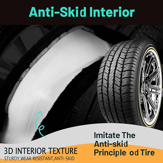 DaisyInner 18 Inch Truck Steering Wheel Cover Velvet Wheel Semi-Truck Comfy Grip Cover Anti Slip Car Accessory, Fits Rv, Big Rig and Classic Car (Black, Fashion Style)