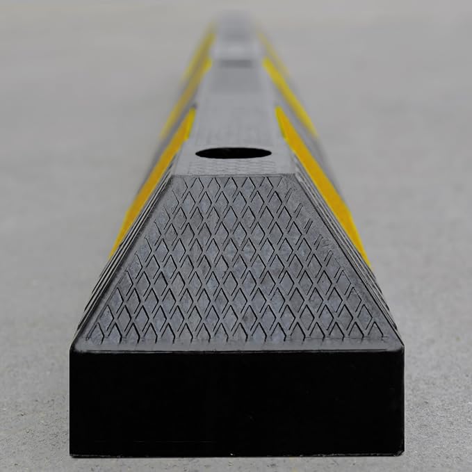72" inch 6' Feet Heavy Rubber Parking Curb, Installation Kits Included, Parking Garage Floor Stopper, Wheel Stopper for Vehicles Truck Driveway Protect Cars Vans Trucks Pumpers (72" - 1Pack)