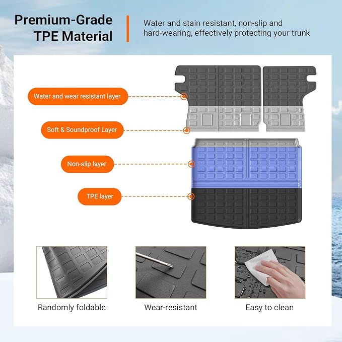 powoq Cargo Mat Compatible with 2017-2025 Jeep Compass Trunk Mat Rear Back Seat Protector Cargo Liner TPE Replacement for 2017-2024 2025 Jeep Compass Accessories (Trunk Mat+Backrest Mats)