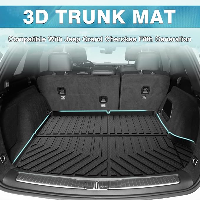 Mixsuper Custom Fit Cargo Liner for New Jeep Grand Cherokee 2026 2025-2022, Only for 5 Seats, All Weather Cargo Mat Rear Trunk Liner Black