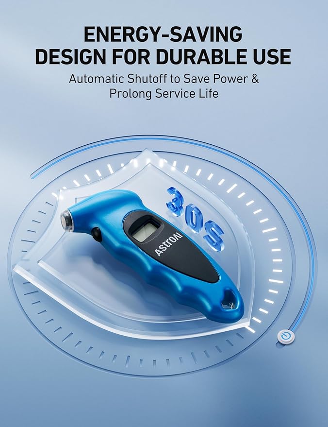 AstroAI Digital Tire Pressure Gauge 0-150PSI Calibrated to ANSI B40.7 +/-1PSI, Accurate in 0.1 Increments, 4 Units for Car Truck Bicycle with Backlight LCD, Blue