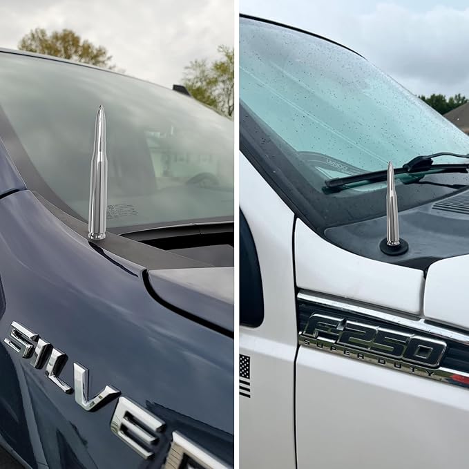 Enigrette Chrome Car Truck Antenna with Tire Valve Caps American Flag Short Replacement for GMC Sierra Chevy Silverado Dodge Ram 1500 2500 3500 Ford F150 F250 F350 Super Duty Raptor, Accessories