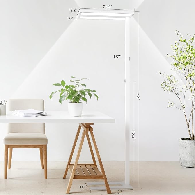 STERREN LED Floor Lamp, 80W Modern Eye Care Reading Light, 8300LM 4000K Natural Daylight Dimmable Standing Tall Lamps for Home Office Study Room Living Room Bedroom Meeting Room