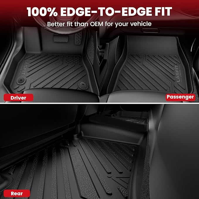 LASFIT Floor Mats for Acura ILX 2013-2022 Sedan, Custom Fit All Weather Floor Liners TPE Car Mat Set for Front & Rear Row Mat, Black