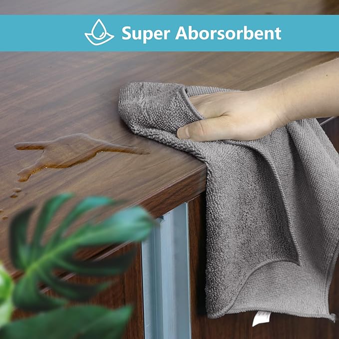 HOMEXCEL Grey Microfiber Cleaning Cloth,150 Pack Cleaning Rags, Cleaning Towels,11.5"X11.5" Shop Towels