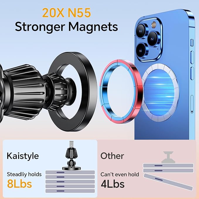 Kaistyle for Magsafe Car Mount【Strong Magnets】Magnetic Phone Holder for Car Phone Holder Mount Dash Mounted Holders Phone Holders for Your Car Accessories for Women Men for iPhone 17 Pro Max 16 15 14