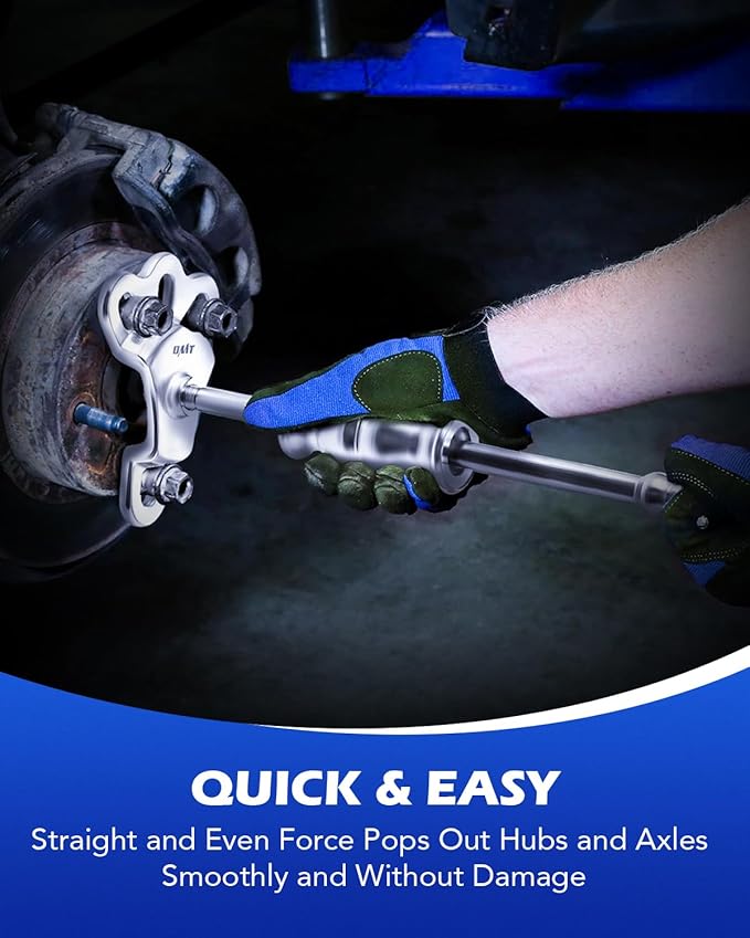 Orion Motor Tech Rear Axle Bearing Puller Tool Kit and Slide Hammer Set, Axle Seal and Bearing Remover Set with Slide Hammer Yoke and 3 Rear Axle Puller Adapters, 1-1/4" to 2-7/8" IDs