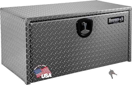 Buyers Products 1705118 Diamond Tread Aluminum Underbody Truck Tool Box, 20 x 20 x 36, Made in USA, .100 in. Thick, Corrosion Resistant, Locking Compression Latch, Secure Storage for Work Trucks