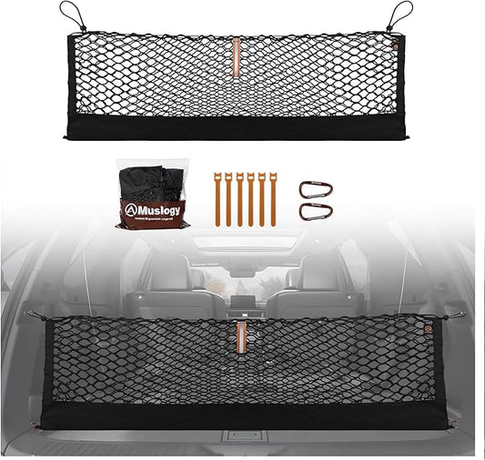 Muslogy Truck Bed Cargo Net Trunk Netting Compatible with Honda Pilot 2023-2026 | 2026+ Passport Accessories, Pickup Cargo Organizer SUV Sedan Storage Net w/Heavy Duty Carabiners