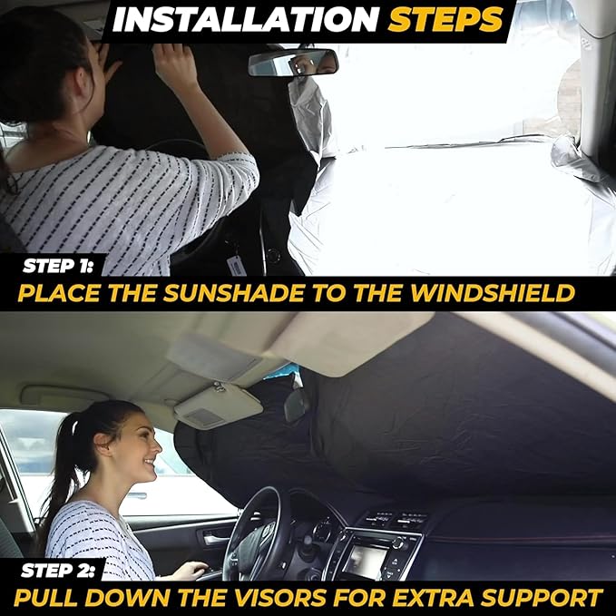 Jeep Windshield Sun Shade - 280T Thickened Material, X-Small (60" x 21"), Windshield Sun Visor Keeps Car Interior Cool, UV Heat and Dashboard Protects, fits with Wrangler, Gladiator and Rubicon
