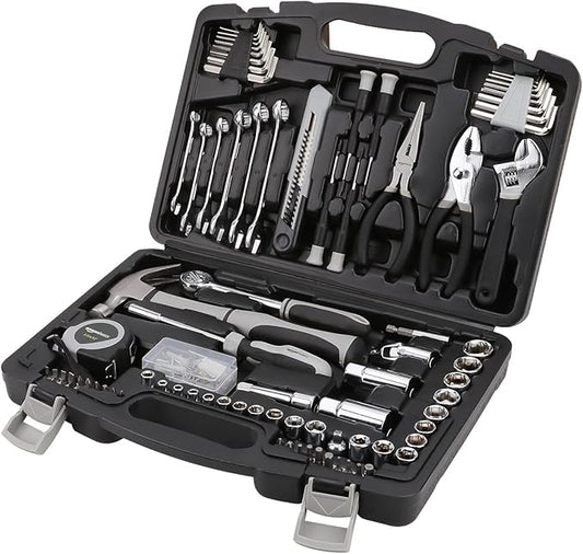 Amazon Basics 131-Piece General Household Hand Tool Set with Storage Case for Home Repair, Portable