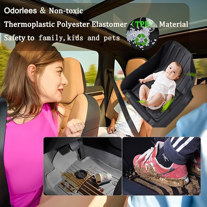 Aiqiying Floor Mats Compatible with Toyota Camry 2025-2026 Models，All Weather Waterproof Durable Custom-Fit Front Rear Rows Full Set Protection TPE Carpet Liners Accessories