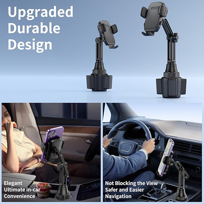 Cup Phone Holders for Your car, Universal Adjustable Base and Long Neck Car Phone Mount Cradle, Cell Phone Holder Car Accessories/Trucks/Golf Cart/Treadmill for iPhone Samsung Google All 4-7 inches