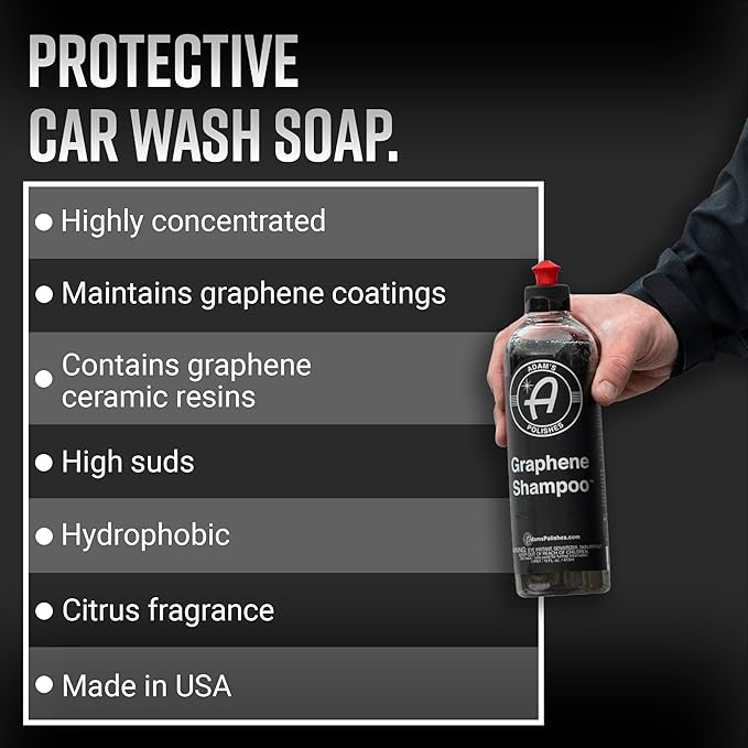 Adam's Polishes Graphene Shampoo Gallon, Graphene Ceramic Coating Infused Car Wash Soap, Powerful Cleaner & Protection In One Step, pH Neutral, High Suds For Foam Cannon, Foam Gun or Detailing Bucket