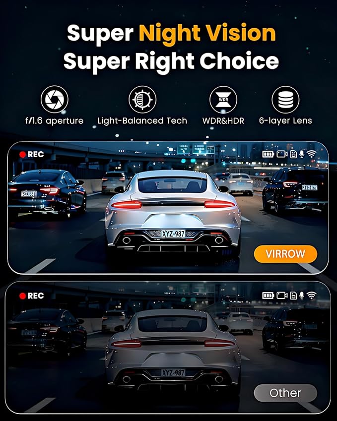 4 Channel 360° Dash Cam Front Rear Inside and Left Right, 4K+1080P*3 FHD Car Camera, 5GHz WiFi and App Control, 24H Parking Mode, 8 IR Lamps Night Vision, Includes 64GB SD Card, Black