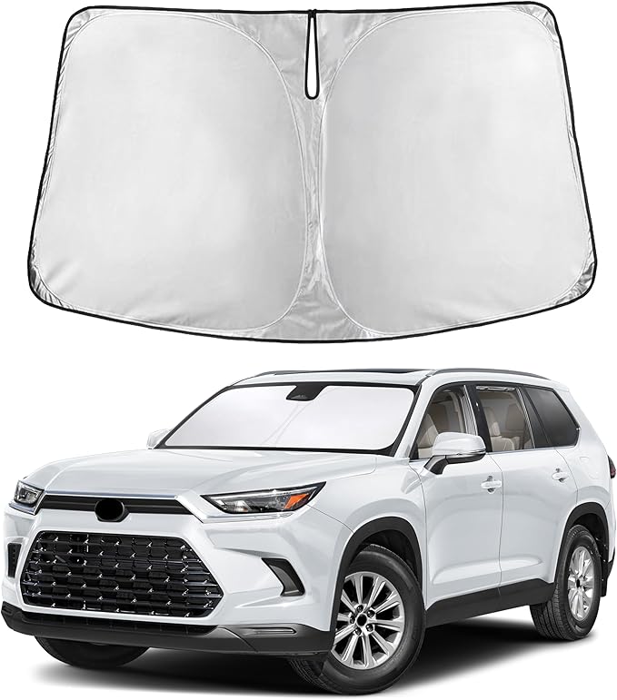 Autovir Windshield Sun Shade Fit for 2024 2025 2026 Toyota Grand Highlander Sun Shade, Front Window Sun Visor, UV Protection, Heat Blocker, Foldable Car Accessories