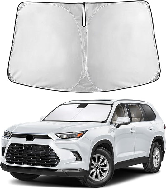 Autovir Windshield Sun Shade Fit for 2024 2025 2026 Toyota Grand Highlander Sun Shade, Front Window Sun Visor, UV Protection, Heat Blocker, Foldable Car Accessories