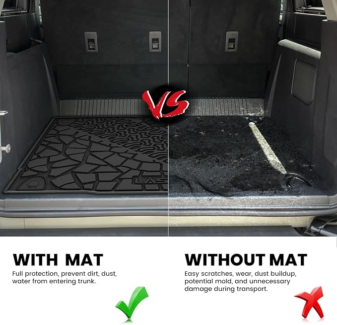 LASFIT Cargo Mat for 2021-2026 Ford Bronco 4-Door TPE Cargo Area Mat Custom Fit Full Coverage Trunk Liner All Weather Protector, Non-Slip