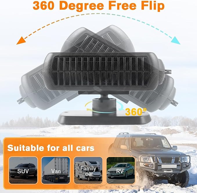 Car Heater - 2026 New upgraded Portable Heater for Car 12V,Fast Heating Auto Defroster and Demister for Windshield,2 in 1 Heating and Cooling Fan for Car/Truck/SUV