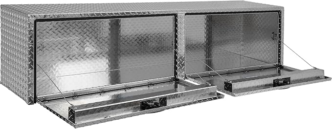 Buyers Product 1701563 Silver Aluminum Diamond Tread Topsider Truck Tool Box, 72x18x16 Inch, Made in USA, Professional Grade, Heavy Duty, Corrosion-Resistant, Dual Drop Doors, Compression Latch