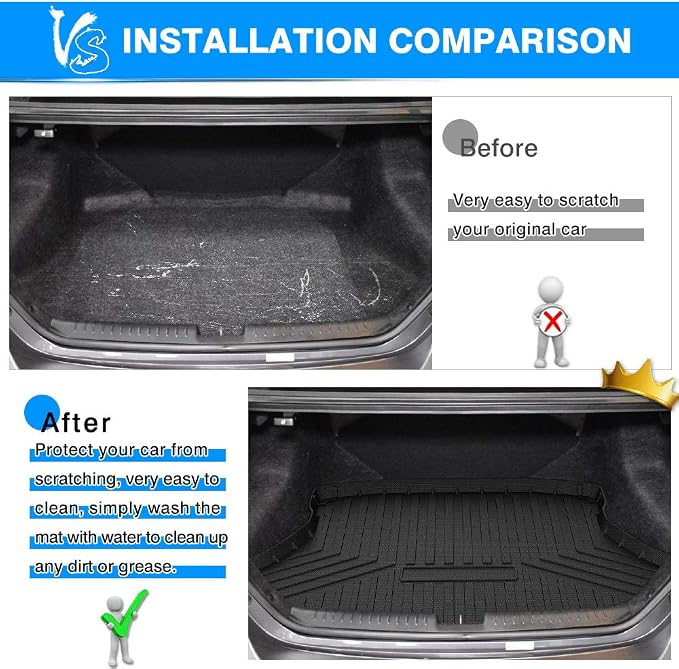 Cartist Cargo Liner for Honda Civic 2012-2015 All Weather Trunk Liner Odorless High Side 3D Anti-Slip Trunk Floor Mat