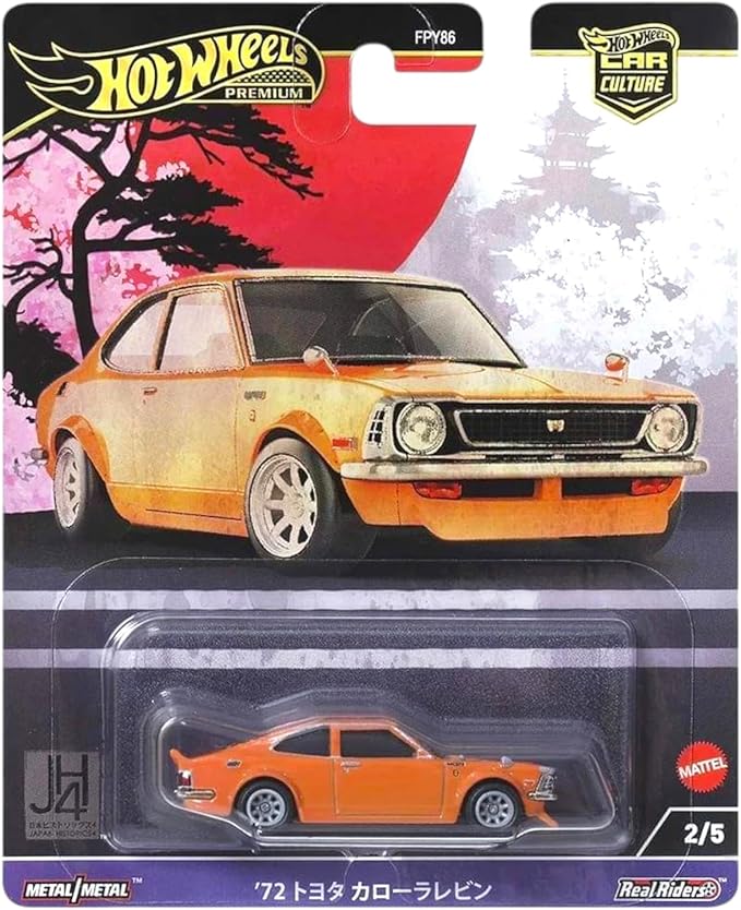Hot Wheels Premium Car Culture Japan Historics 4 FPY86-961B: Complete 5-Car 1:64 Die-Cast JDM Set ('64 Prince Skyline GT, '72 Corolla Levin TE27, '73 Civic Custom, Mazda RX-3, Nissan Fairlady Z)